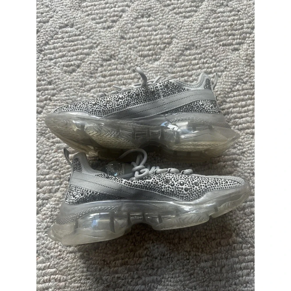 Steve Madden‎ Womens Maxima Gray Bling Multi Fashion Rhinestone Sneaker Size 7